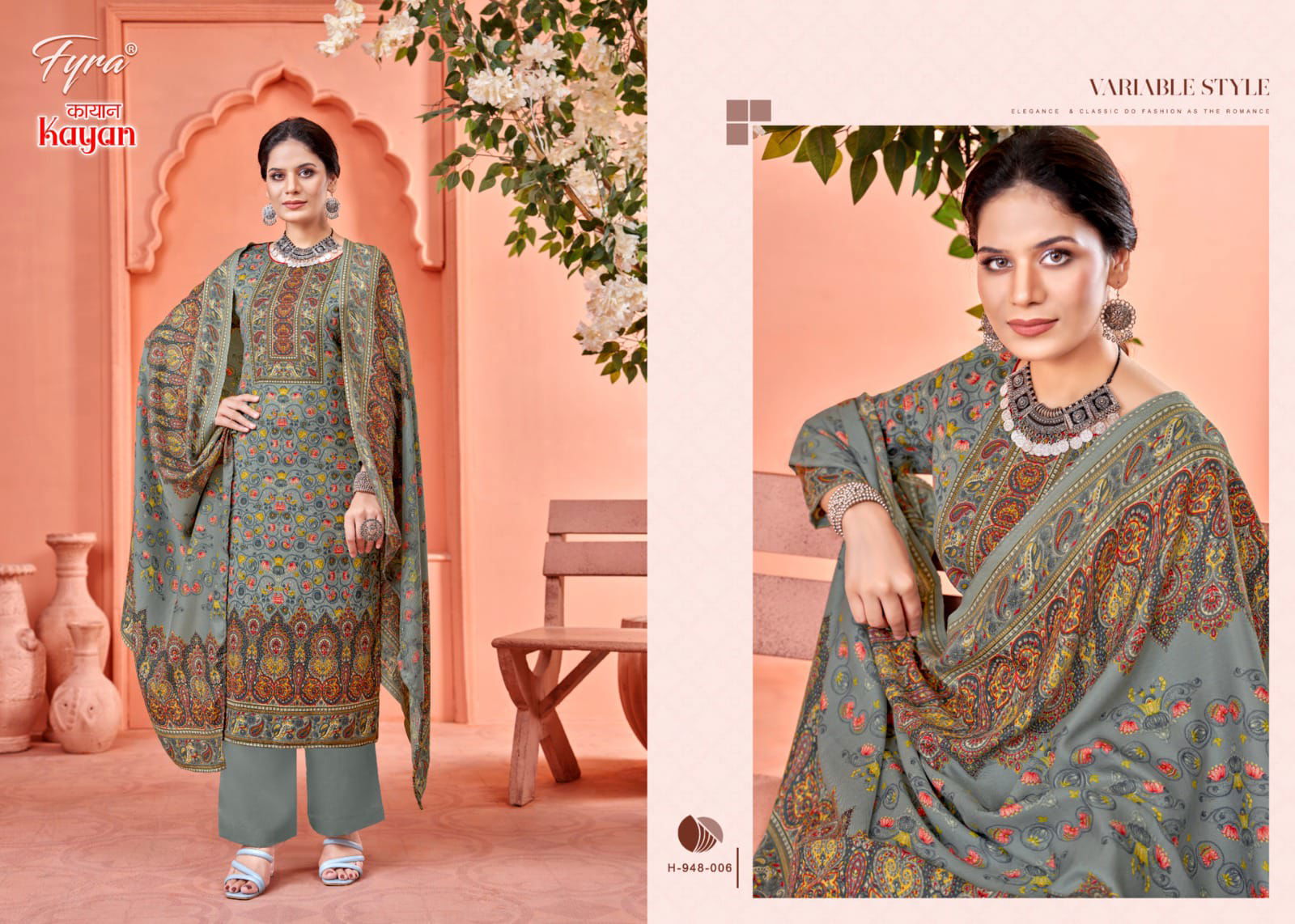 Kayan By Fyra Printed Pashmina Dress Material Catalog